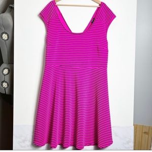 Torrid Hot Pink Scuba Stripe Skater Dress Cross Back